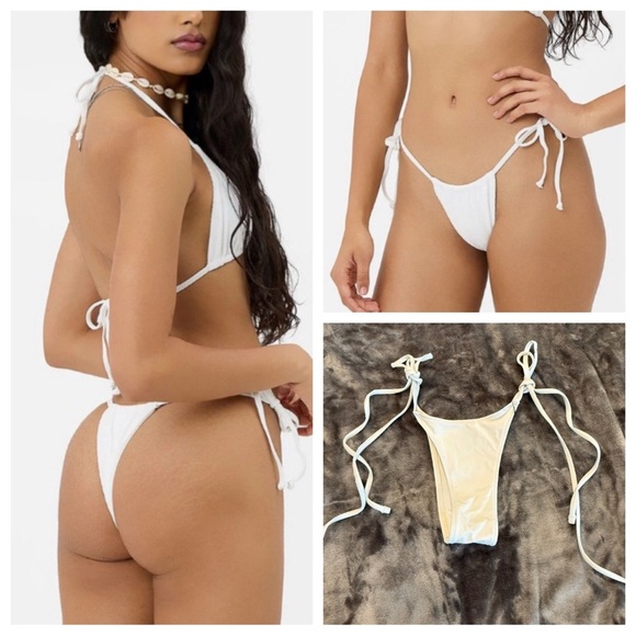 New! Frankie’s Bikinis Tia String Bikini Bottom White 31556 - Picture 1 of 10
